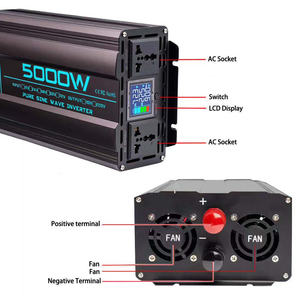 Pure Sine Wave Inverter 48V/72 - đánh giá và giá Pure Sine Wave Inverter 5000W 48V 220V